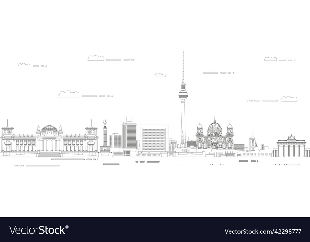 Berlin cityscape poster line art style