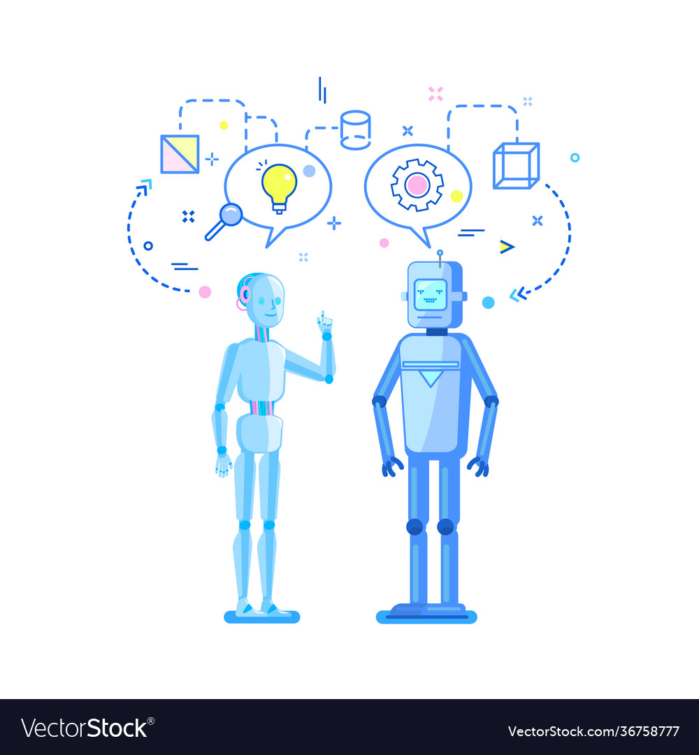 Concept artificial intelligence two robots Vector Image