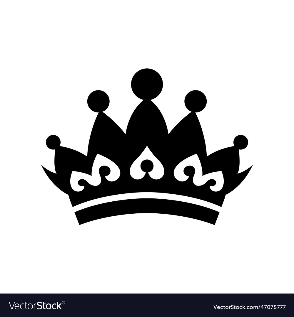 Crown icon black king symbol isolated Royalty Free Vector