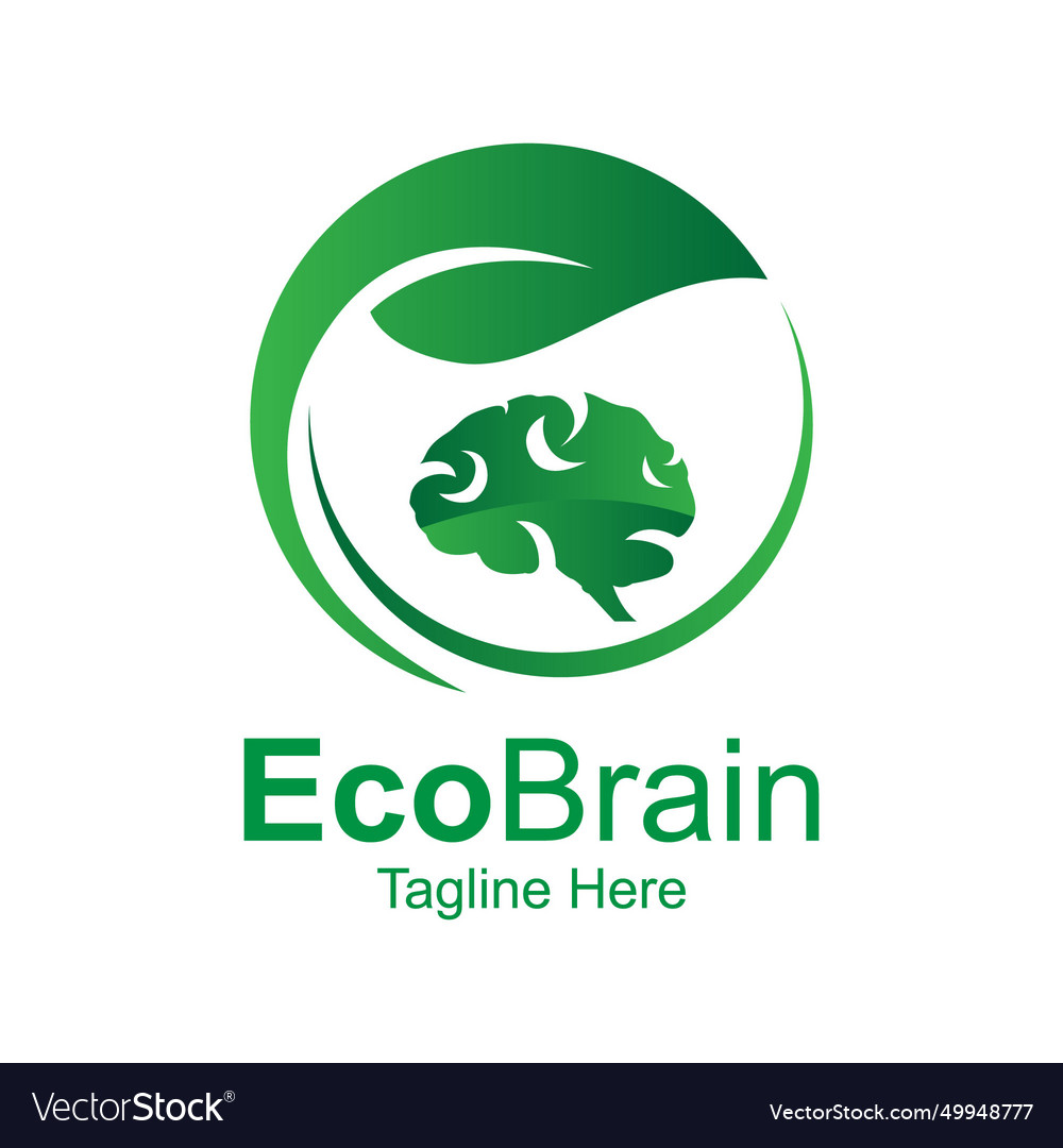 Eco brain logo design template leaf