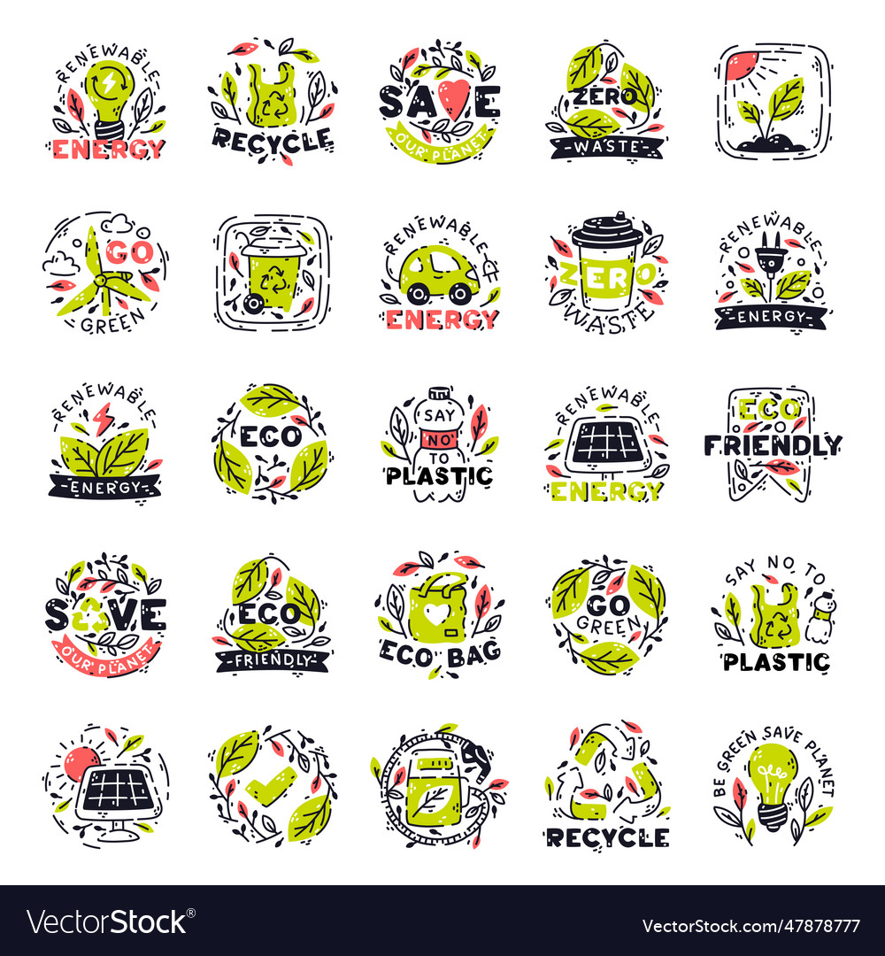 Eco friendly badges and ecology emblem set Vector Image