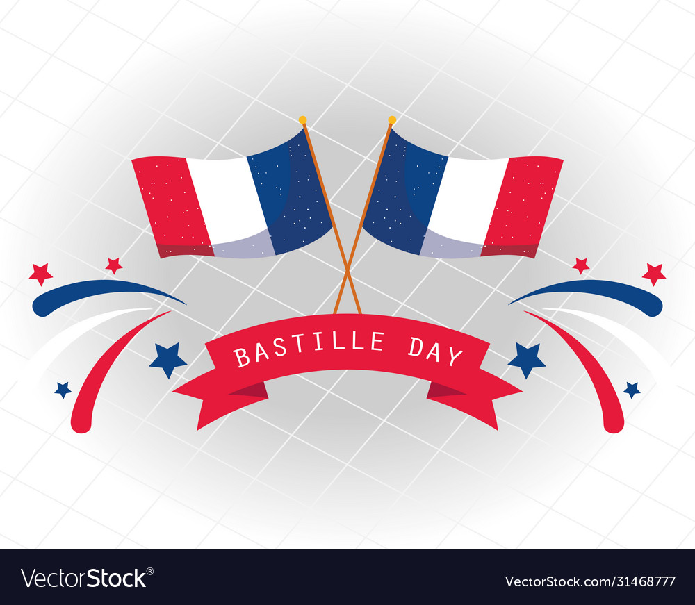 France flags with ribbon happy bastille day