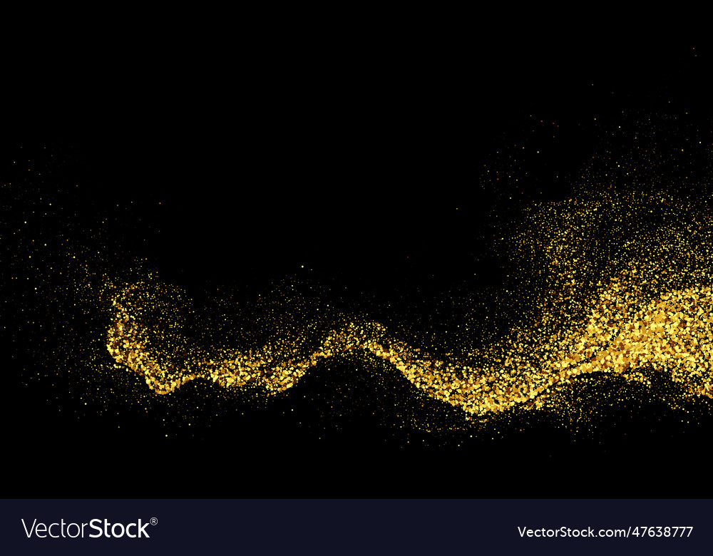 Gold glitter texture on black background abstract