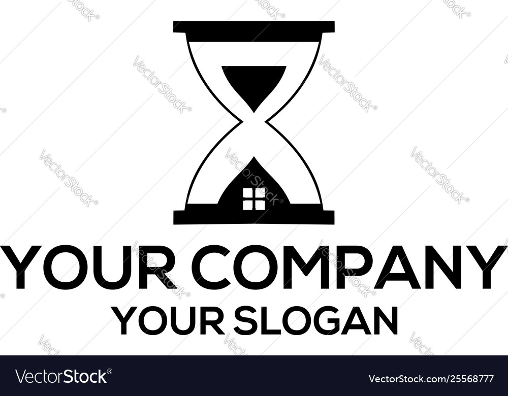 Hourglass home logo design Royalty Free Vector Image