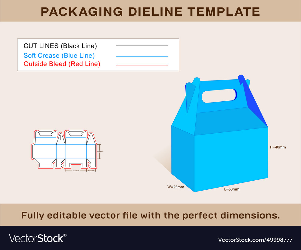 Large gable box dieline template design