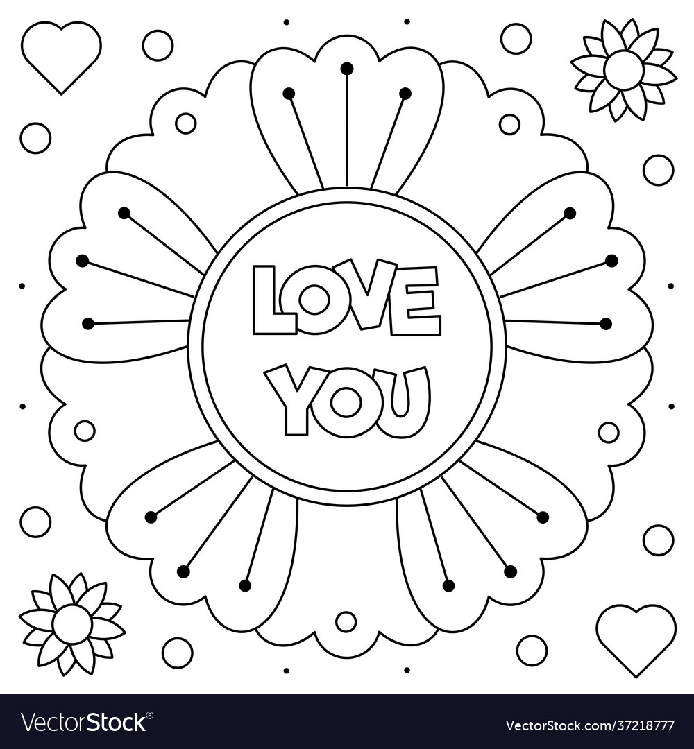 Love you coloring page Royalty Free Vector Image