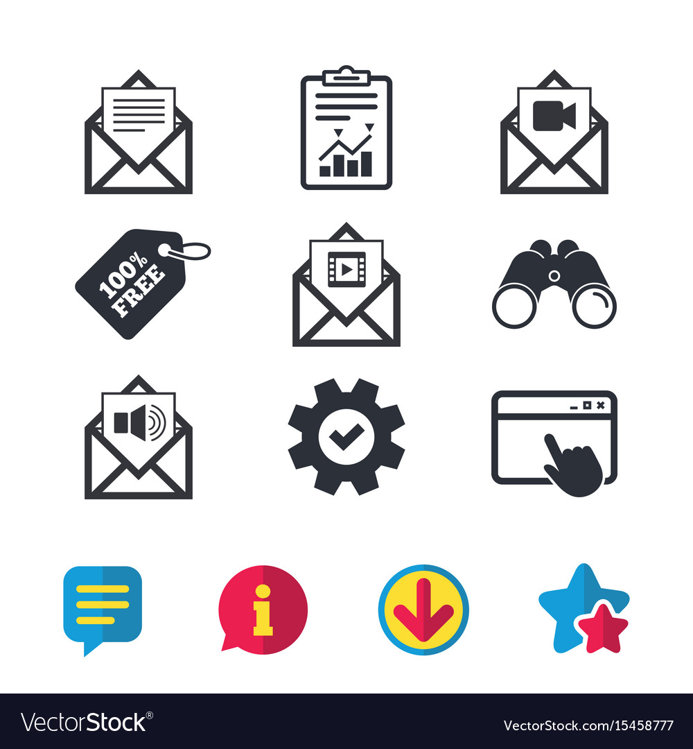 Mail envelope icons message document symbols