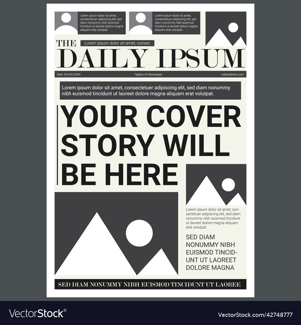 Newspaper layout or tabloid front page design Vector Image