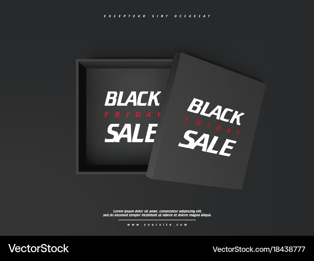 Realistic black shopping box with lettering Vector Image