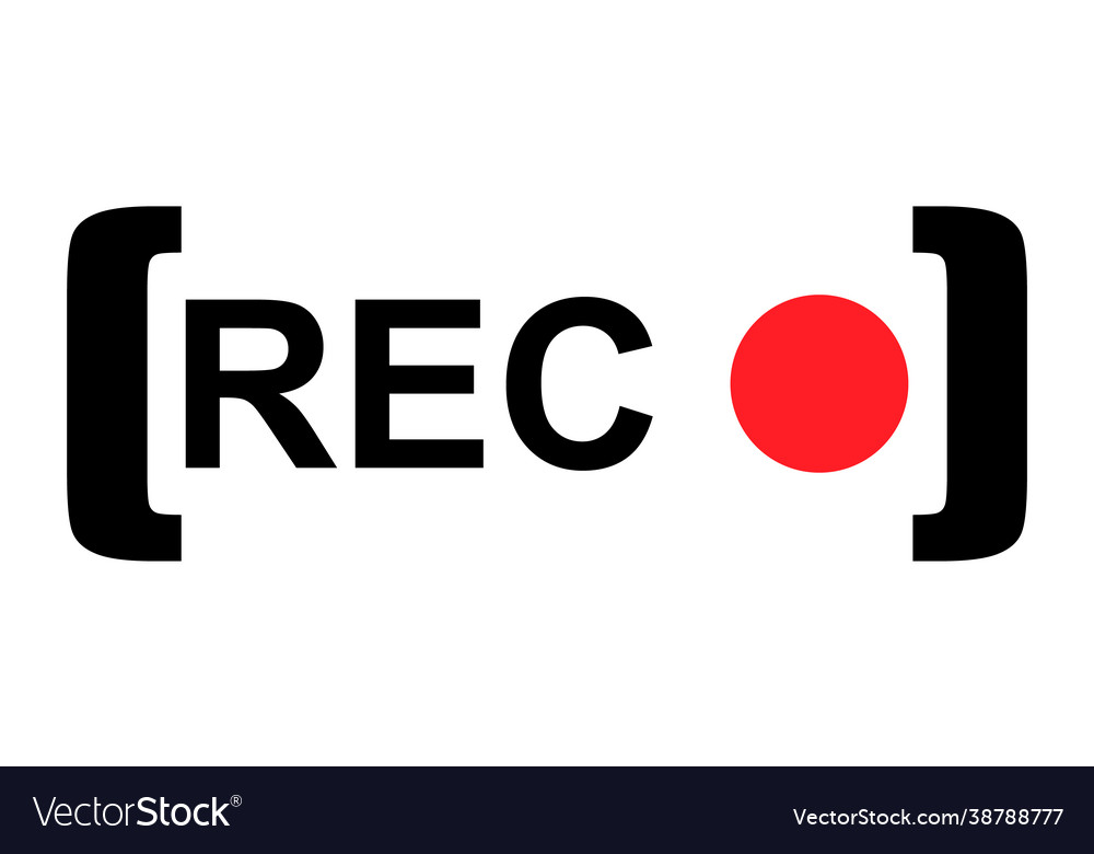 Recording sign button red app panel rec symbol vector image Recording sign button red app panel rec symbol
