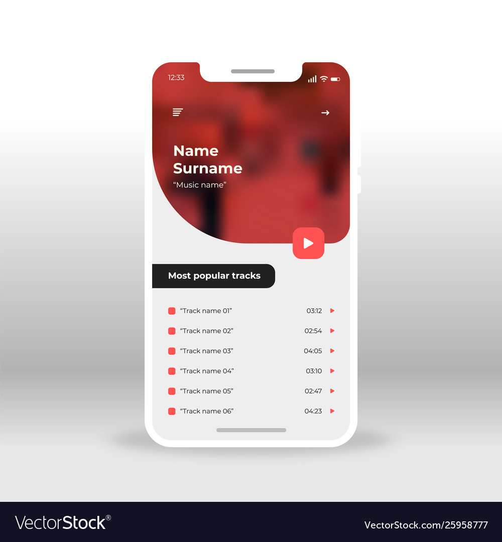 Red music player application design