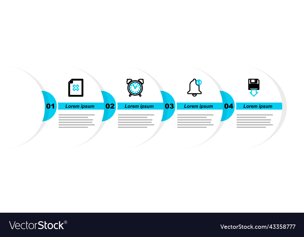 Set line floppy disk backup bell alarm clock vector image Set line floppy disk backup bell alarm clock