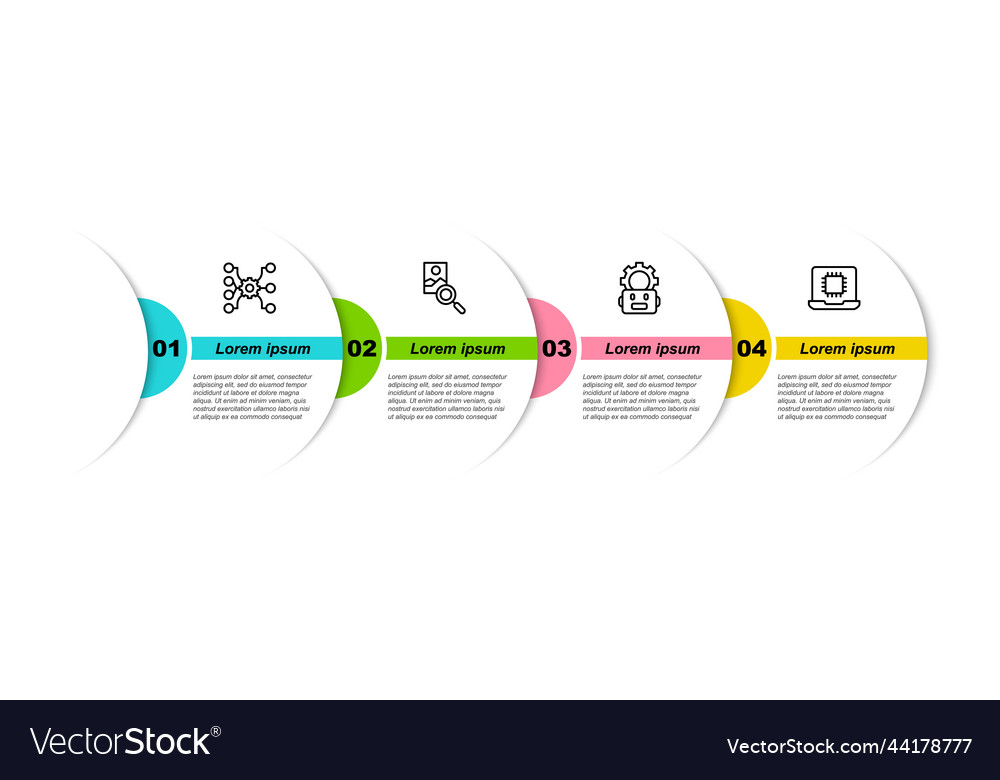 Set line neural network photo retouching robot vector image Set line neural network photo retouching robot