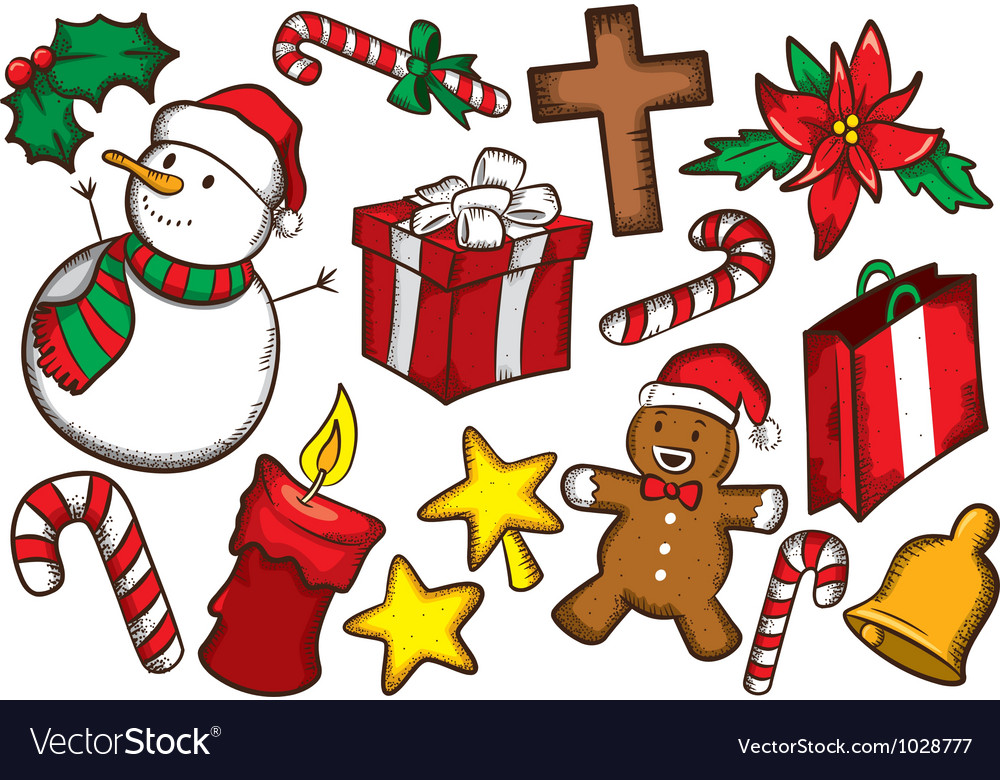Set of colorful christmas stuff
