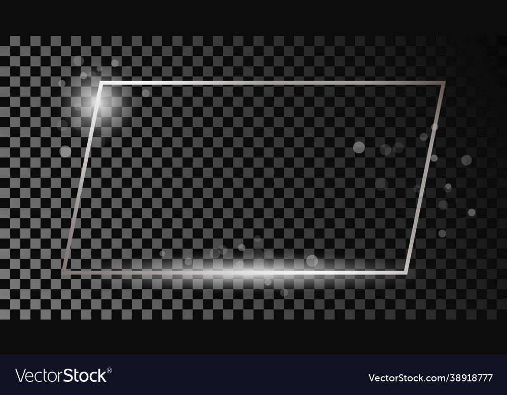 Silver glowing rectangular shape frame Royalty Free Vector