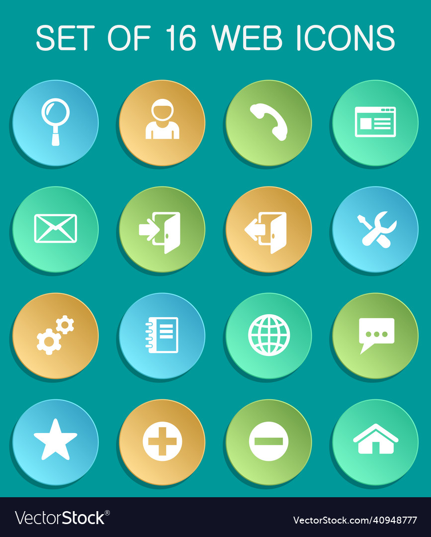 Web tools icons on colorful round vector image Web tools icons on colorful round