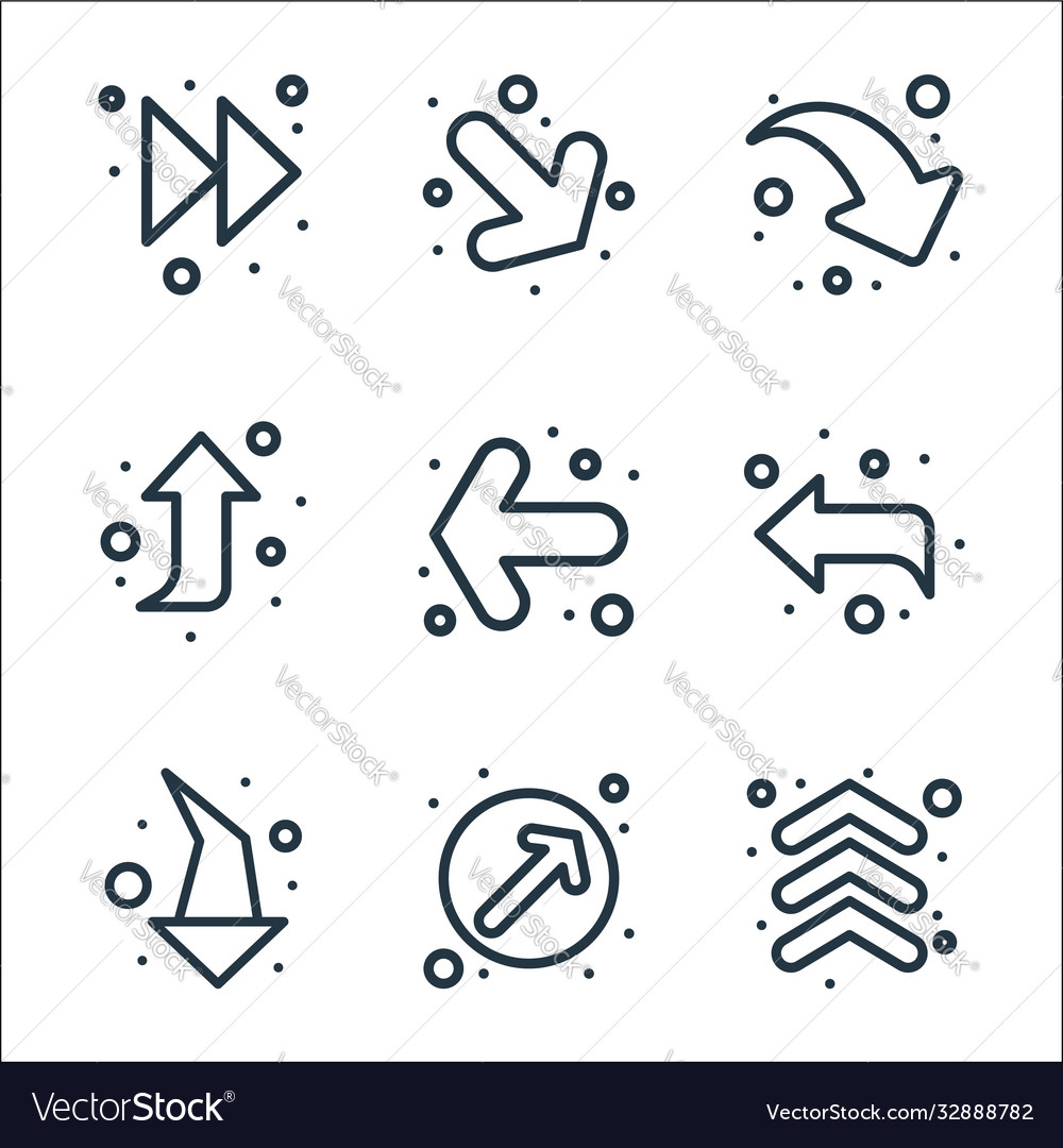 Arrows line icons linear set quality