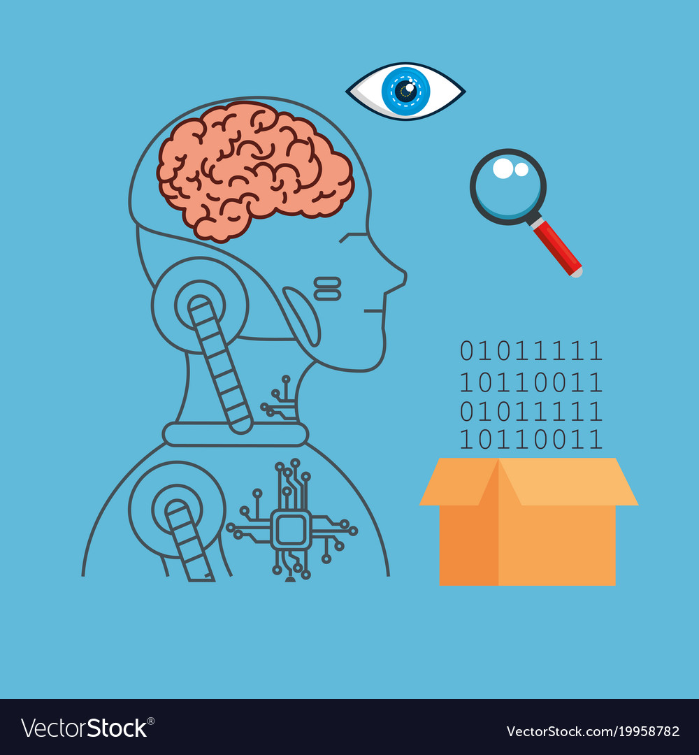 Artificial intelligence technology set icons
