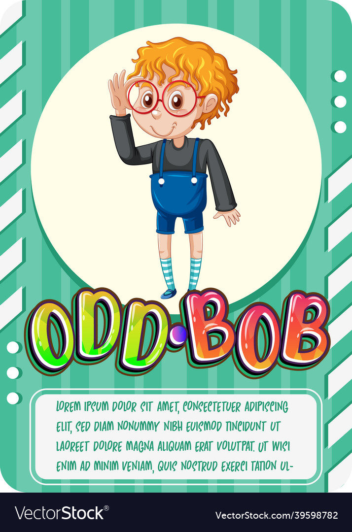 Character game card with word odd-bob Royalty Free Vector