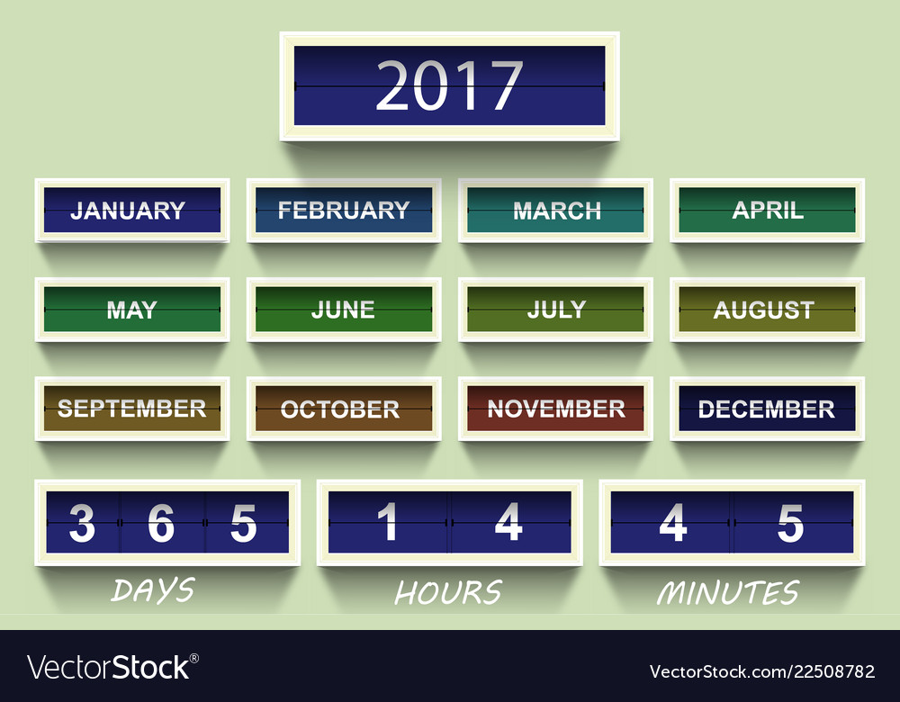 Countdown timer 2017 year and month with shadow vector image Countdown timer 2017 year and month with shadow
