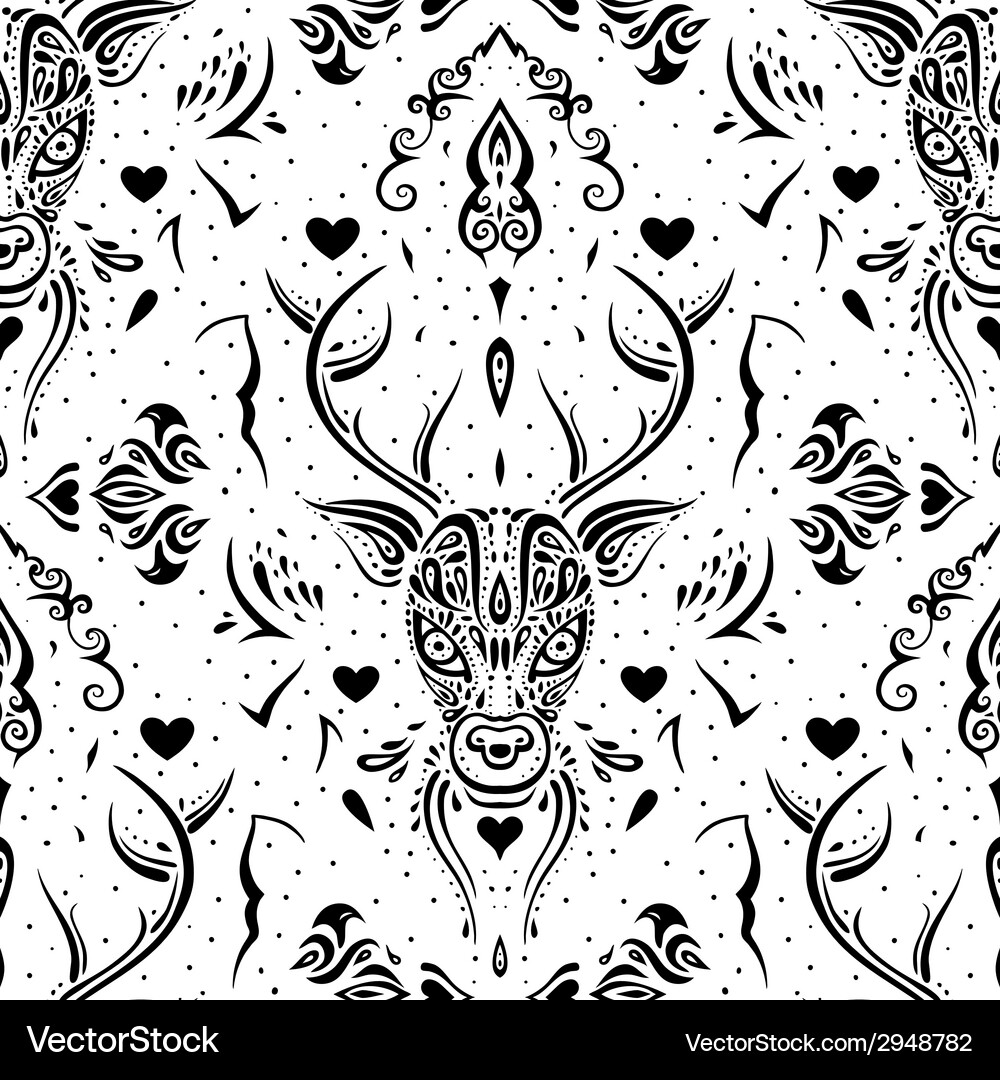 Deer head seamless pattern Royalty Free Vector Image