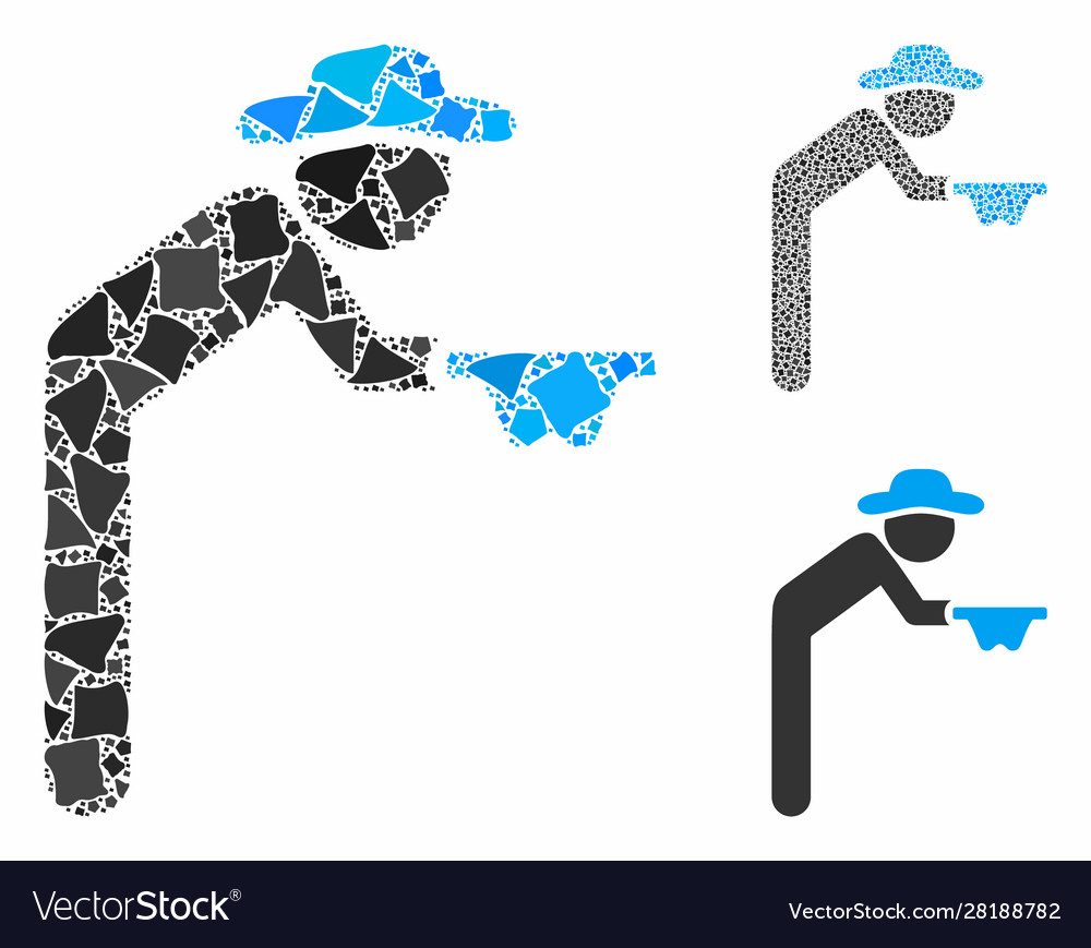 Gentleman beggar mosaic icon tuberous parts