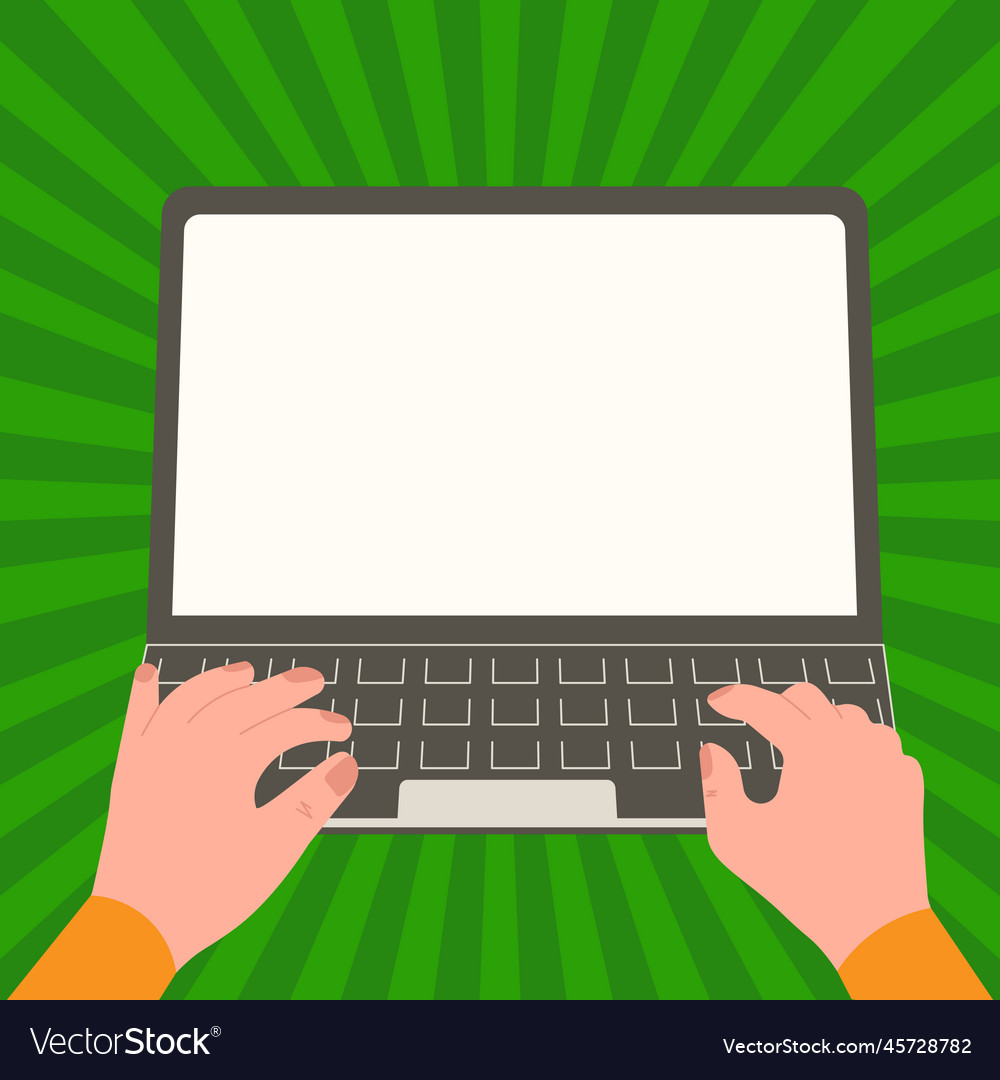 Hands typing text with keyboard laptop screen Vector Image Hands typing text with keyboard laptop screen