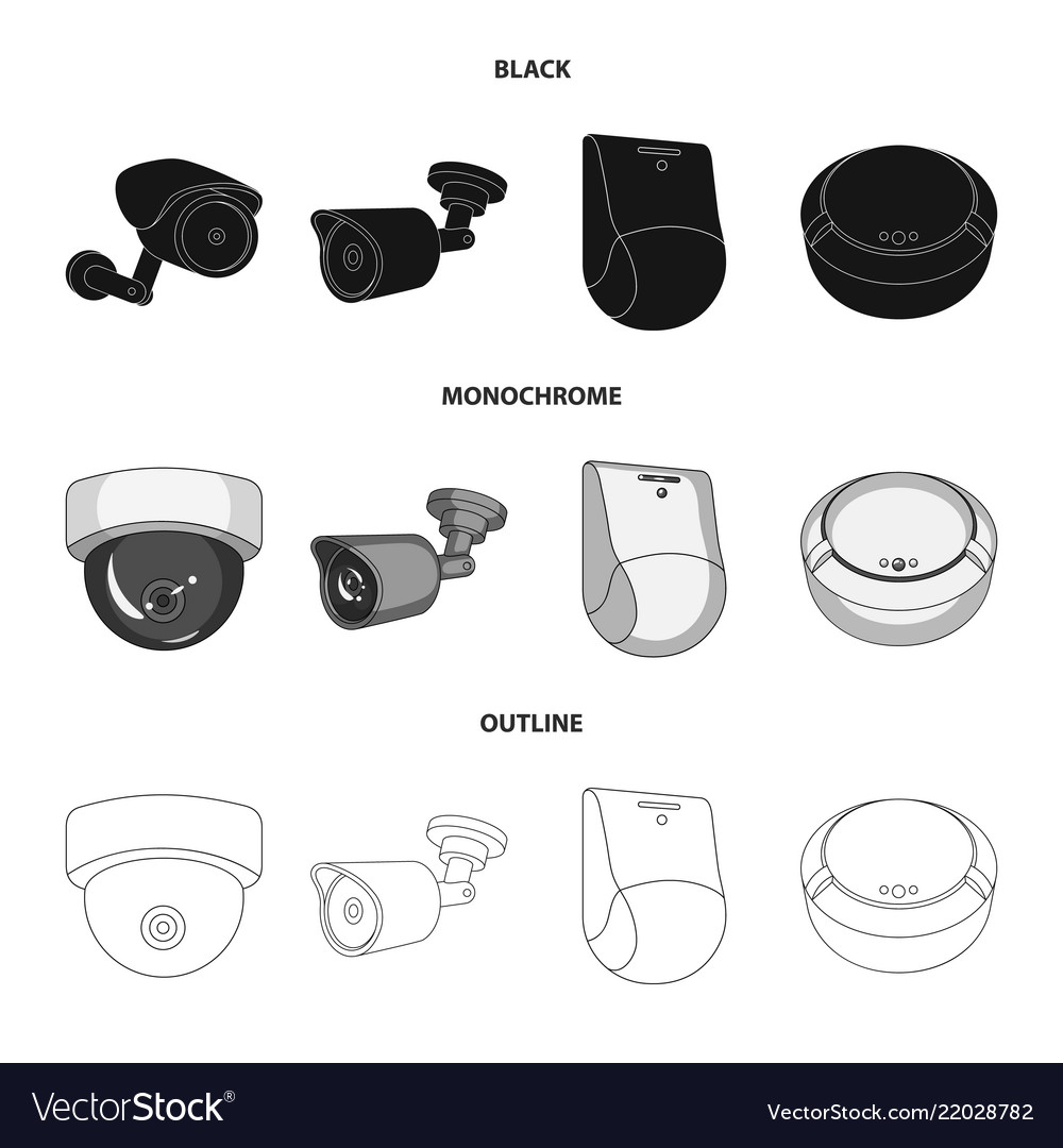 Isolated object of cctv and camera symbol set vector image Isolated object of cctv and camera symbol set