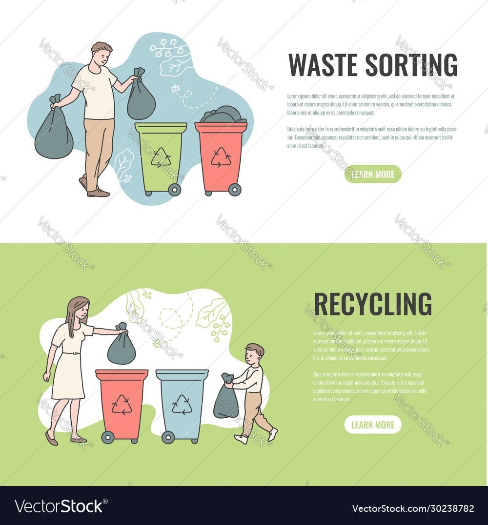 People sorting garbage in containers for recycling