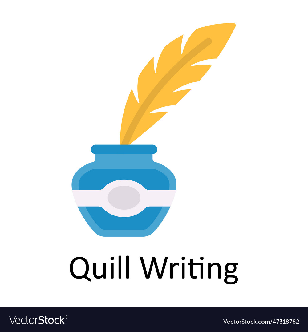 Quill writing flat icon design Royalty Free Vector Image