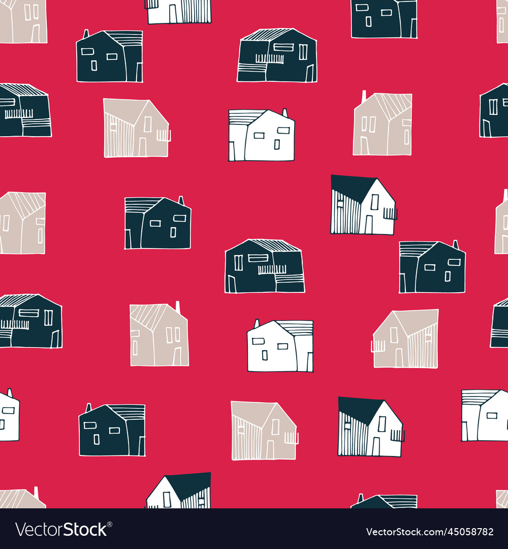 Seamless pattern with townscape in color vector image Seamless pattern with townscape in color