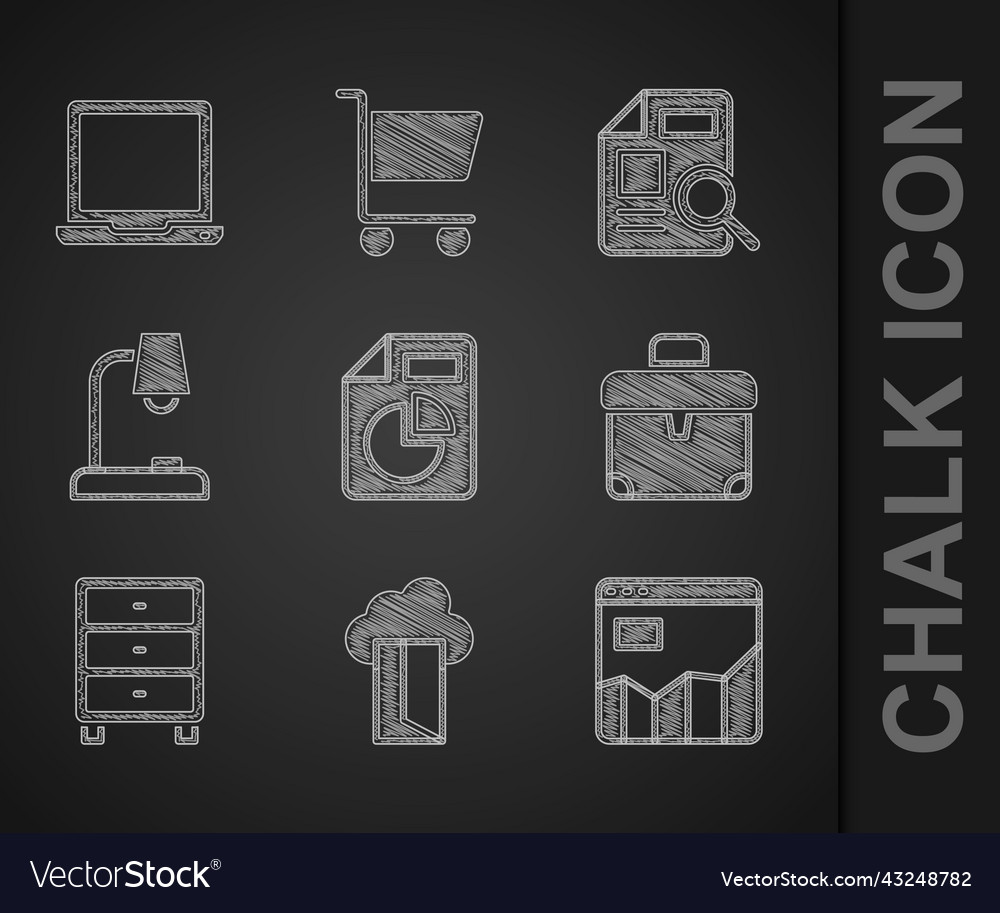 Set document with graph chart cloud database vector image Set document with graph chart cloud database