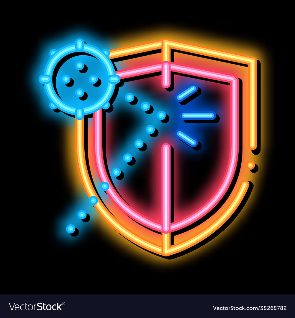 Stop virus protection neon glow icon