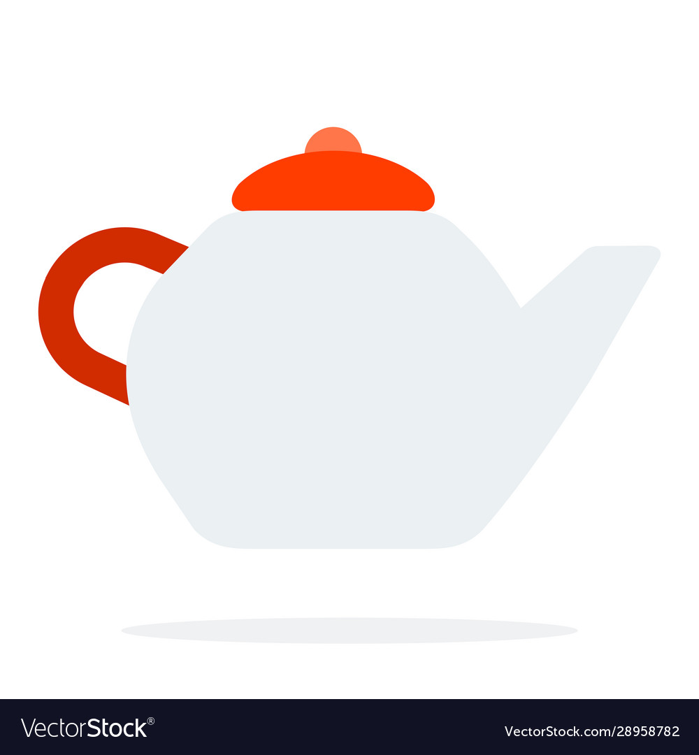 Teapot flat material design isolated object vector image Teapot flat material design isolated object