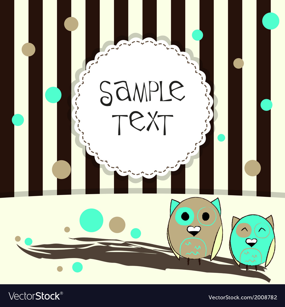 template postcard with two cute owls royalty free vector