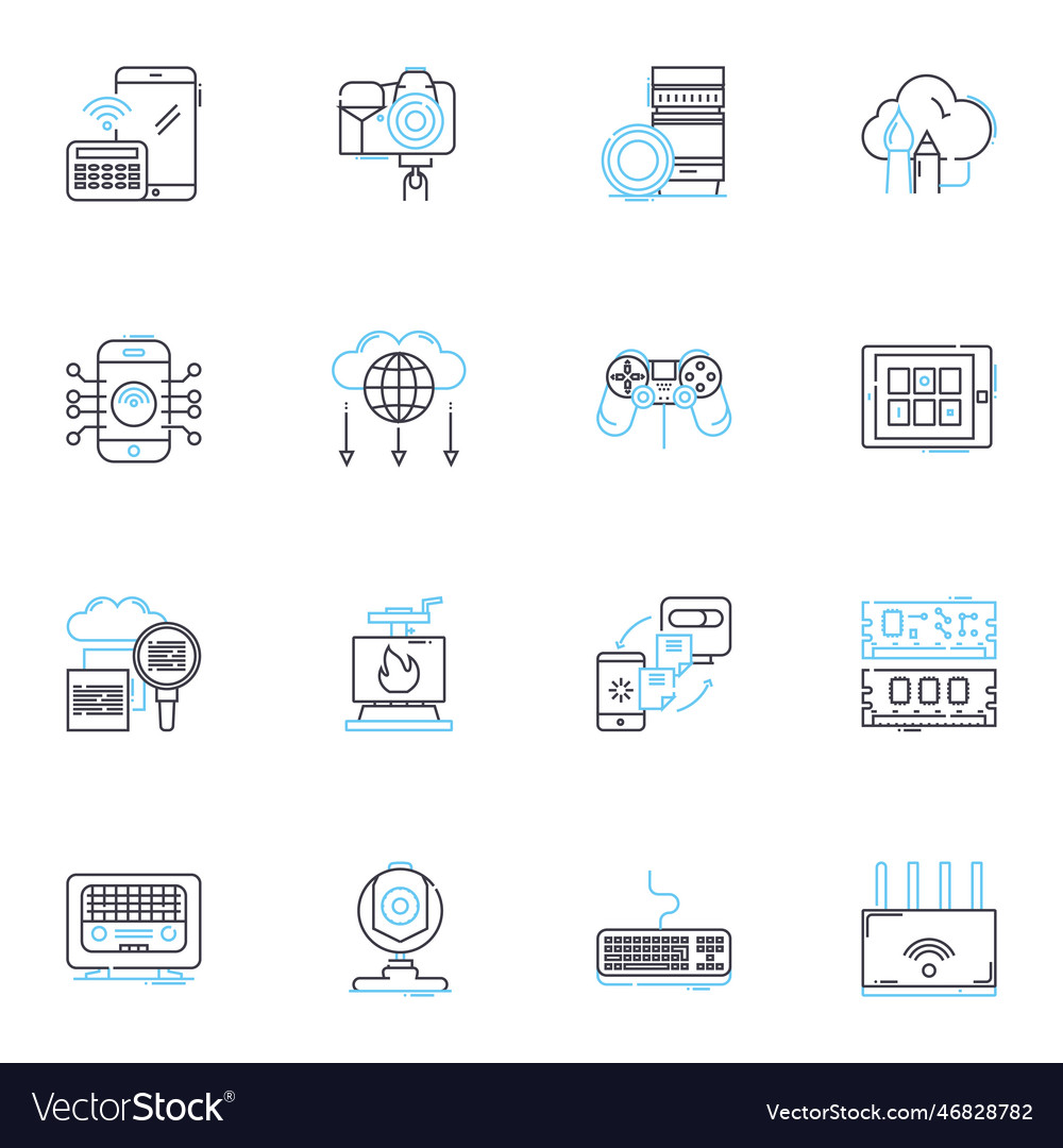 Web-based workspaces linear icons set cloud vector image Web-based workspaces linear icons set cloud