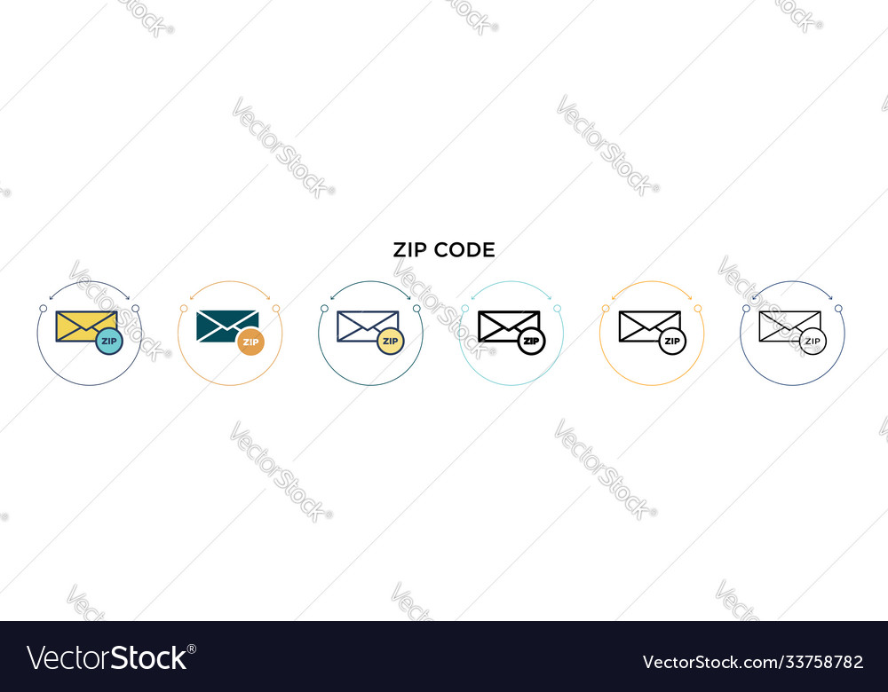Zip code icon in filled thin line outline