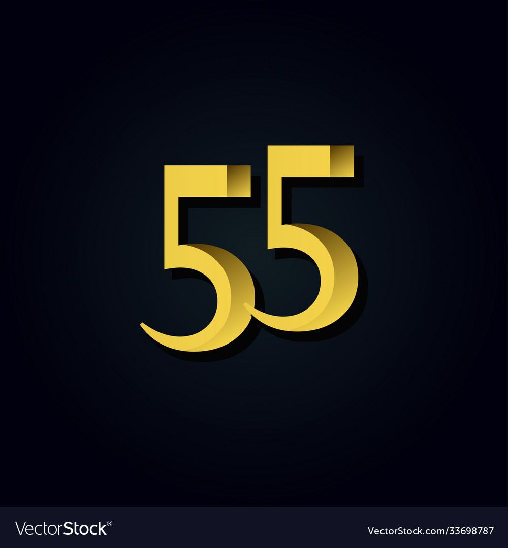 55 years anniversary gold number template design Vector Image