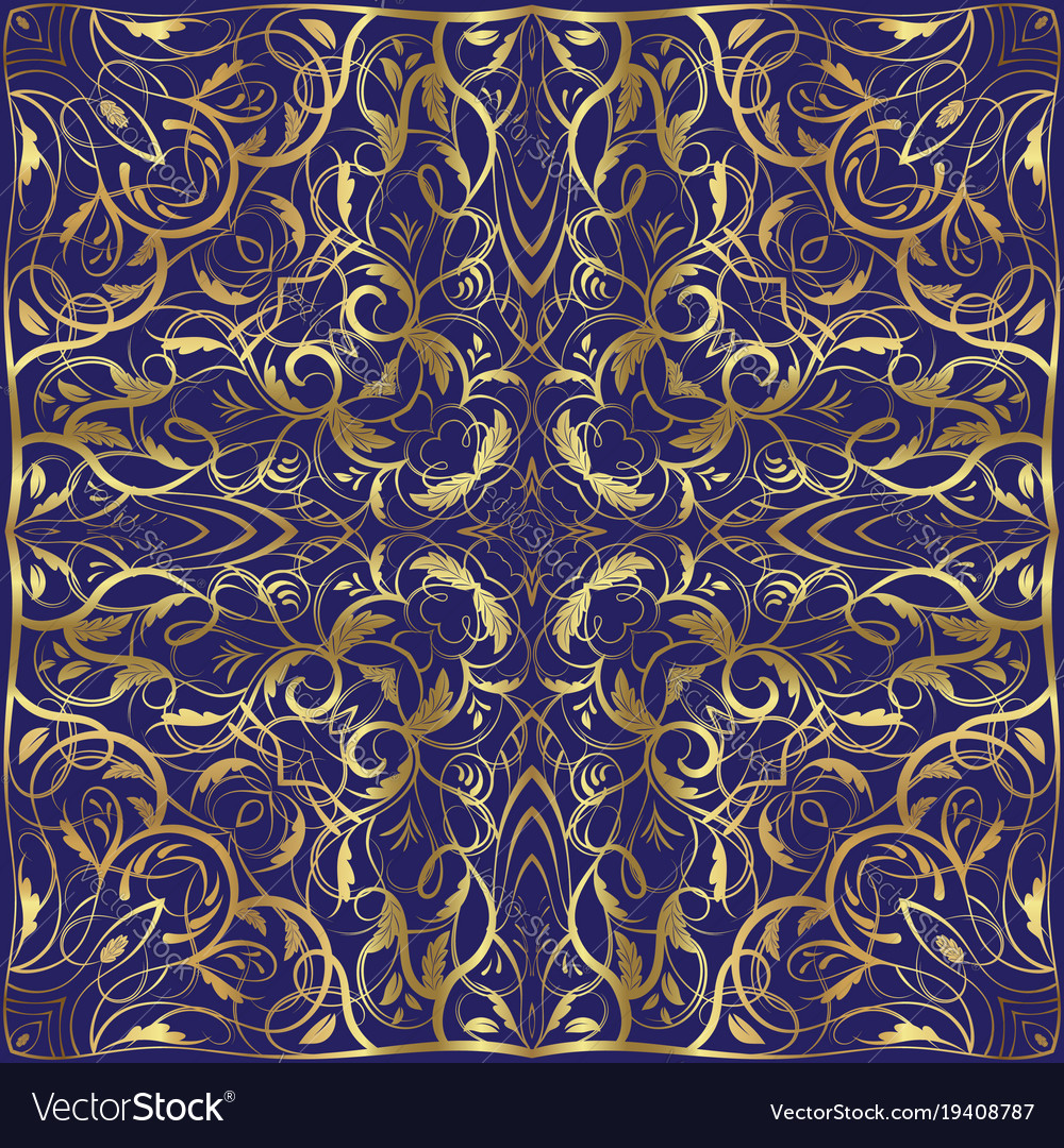 Blue handkerchief with gold ornament