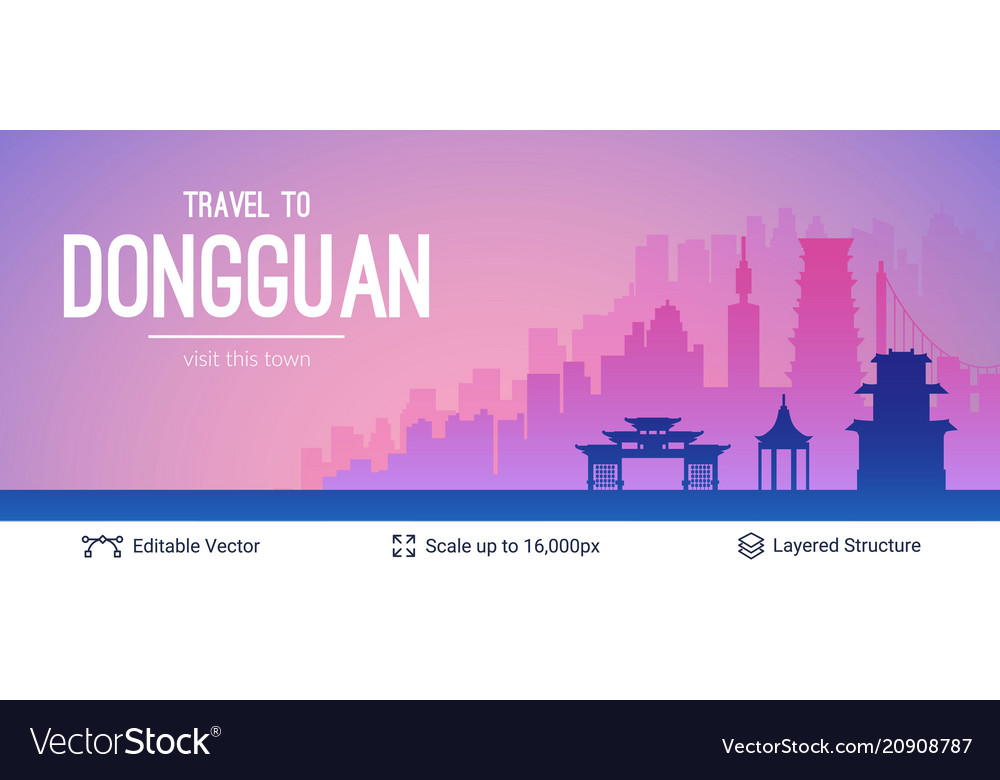 Dongguan famous china city scape vector image Dongguan famous china city scape