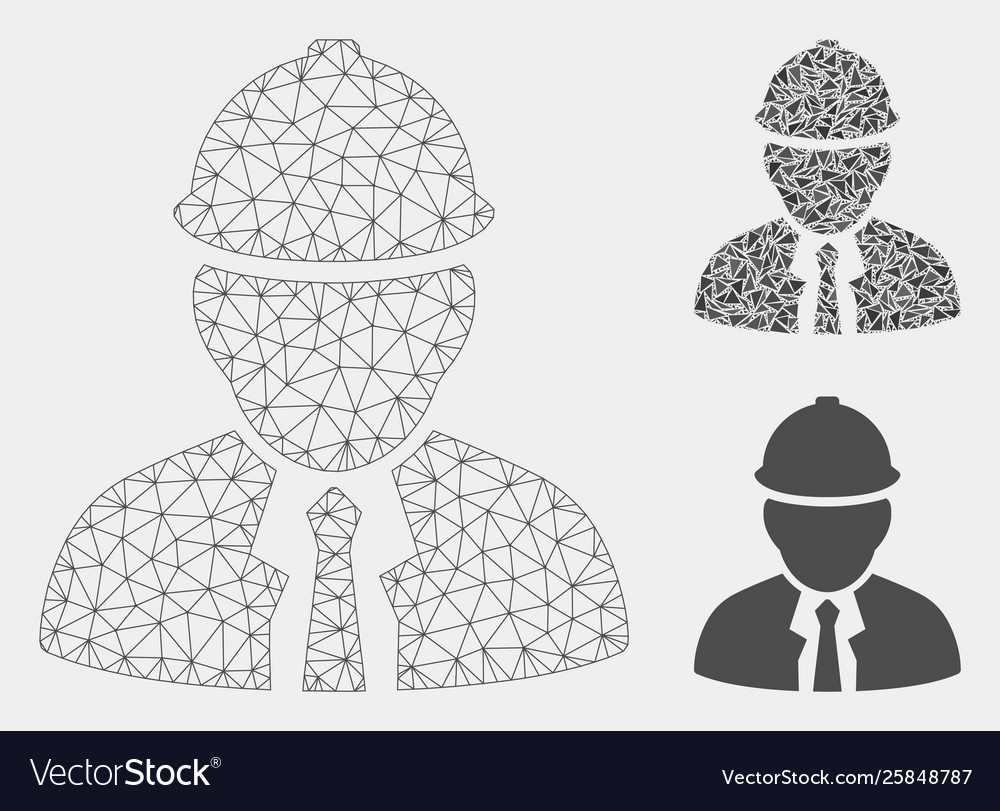 Engineer mesh wire frame model and triangle vector image Engineer mesh wire frame model and triangle