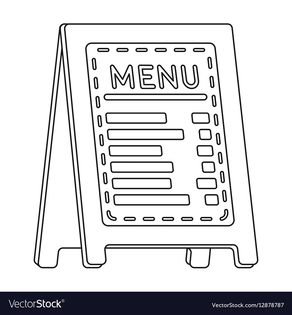 menu of pizzeria icon in outline style isolated on menu outline