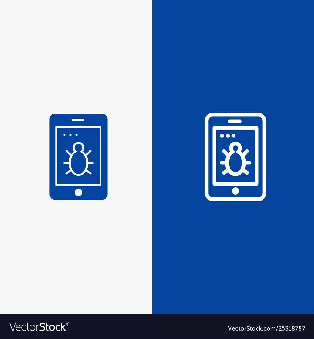 Mobile security bug line and glyph solid icon vector image Mobile security bug line and glyph solid icon