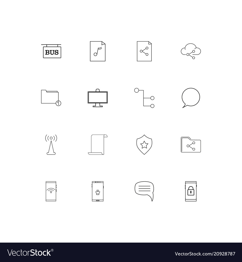 Network and database linear thin icons set