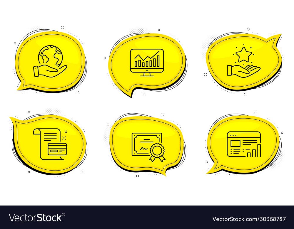 Payment card statistics and web report icons set vector image Payment card statistics and web report icons set