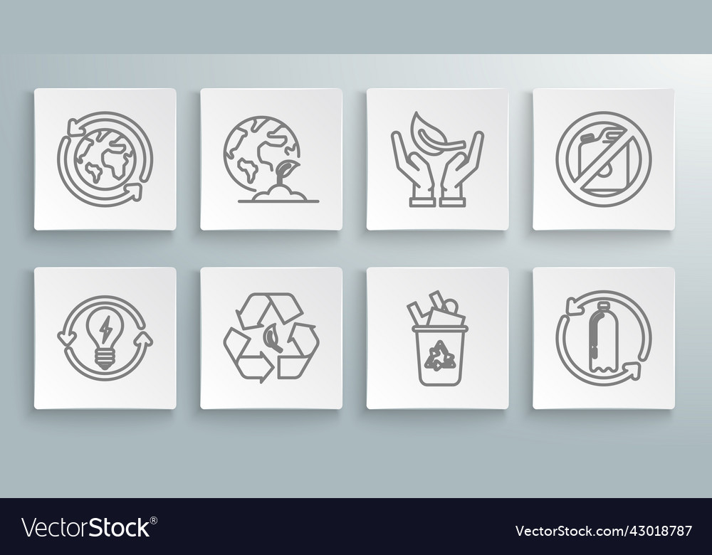 Set line recycle and light bulb with lightning Vector Image Set line recycle and light bulb with lightning