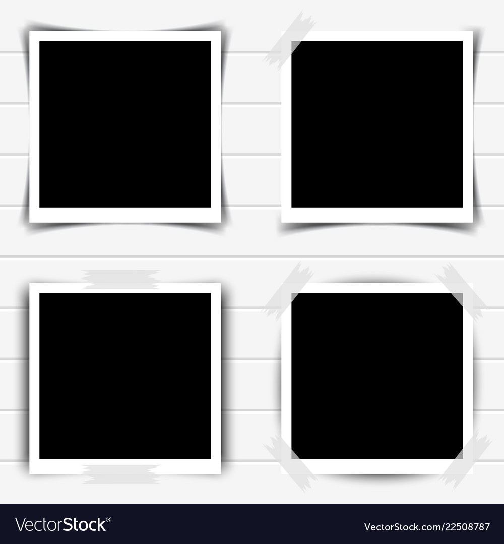 Set of retro photo frames with shadows vector image Set of retro photo frames with shadows