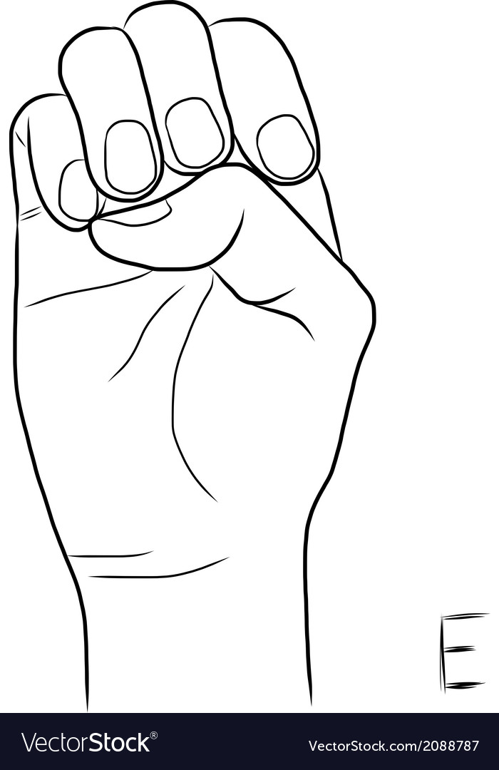 Sign Language And The Alphabetthe Letter E Vector Image