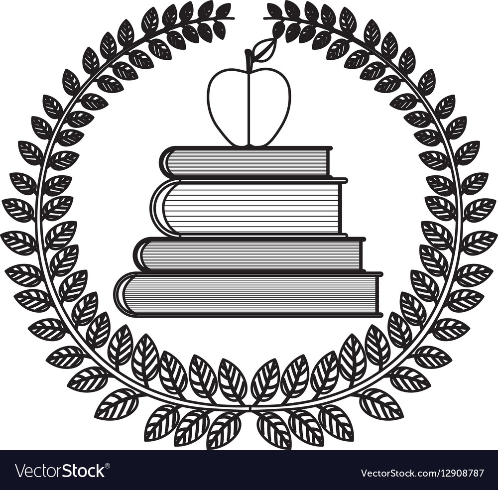 Silhouette crown leaves with school books