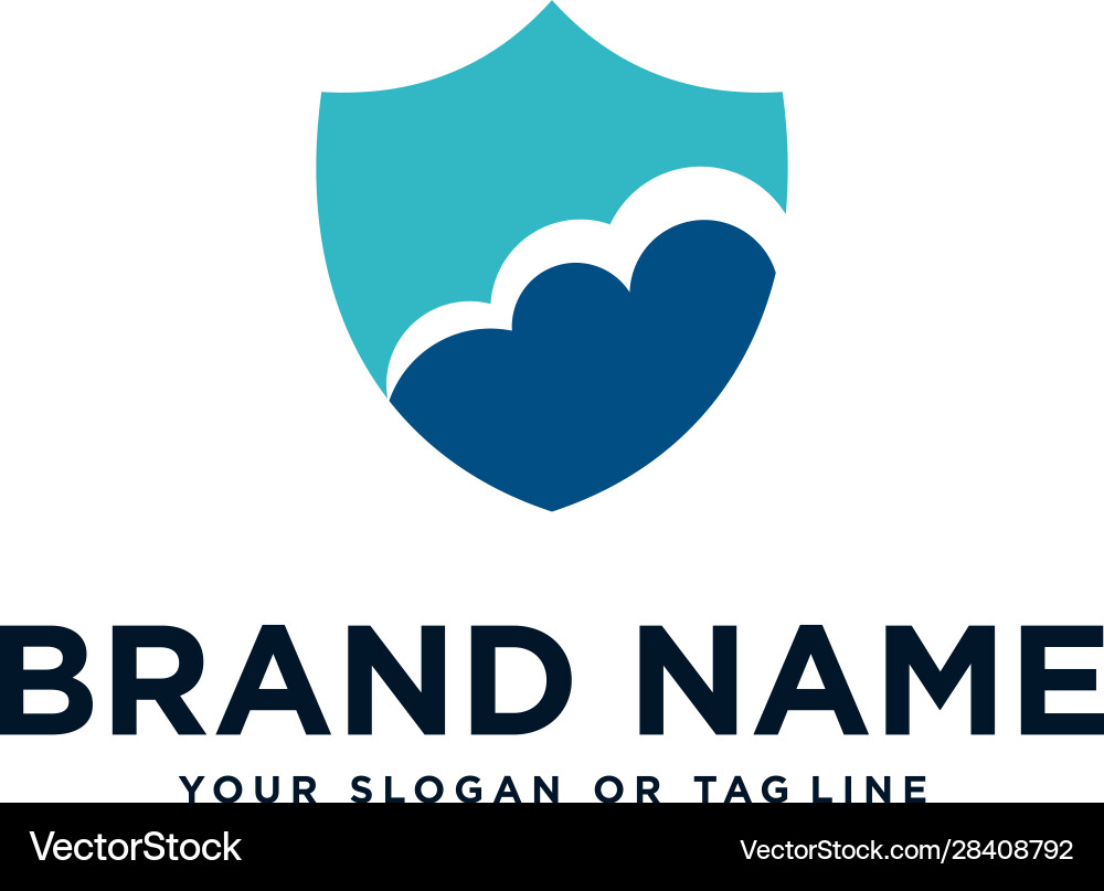 Cloud and shield design logo for security Vector Image